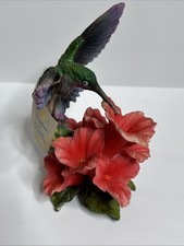Montefiori Italian Design Figurine Hummingbird Bird Hibiscus Flowers Handcrafted picture