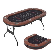 Poker Table 8 Players No Assembly Folding w/ Deep Cup Holders & Padded Rails picture