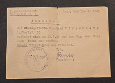 RARE 1945 German POW Camp Travel Pass Lager C5 Kaps  Infantry Regiment 35 picture