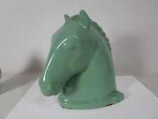 Vintage Abingdon Pottery MCM Rare Horse Head Bookend Dark Pastel Ocean Green picture