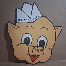 Piggly Wiggly Porcelain Enamel Sign 30x 27Inches 1 Sided picture