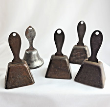 Lot of 5 Antique Advertisement Souvenir Metal Bells Phila Kutztown Charleston picture
