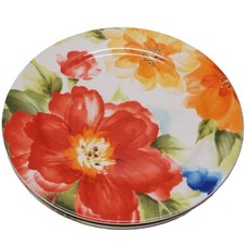 Pier 1 Amelia Red Flower Dinner Plates Pair Ironstone 11
