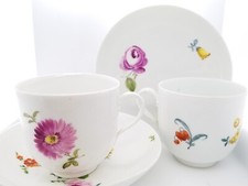 Meissen Porcelain Sprigs Flowers Decorations Cabinet Tea Cups & Saucers Set picture