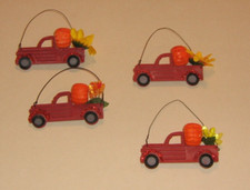 Red Pickup Truck Halloween Ornament Fall Pumpkin 68mm 2 3/4