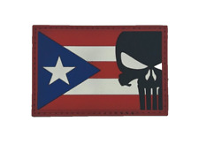 RED PUERTO RICO TACTICAL SKULL PUNISHER FLAG PVC picture