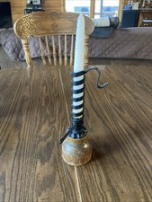 Vtg Courting Candle Iron Wood Country Primitive  Farmhouse picture