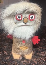 Vintage 1996 Nordkapp Norway Souvenir Troll Figurine Handmade Reindeer Fur Wood picture