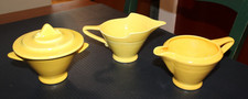 HLC Fiesta Harlequin High Lip Creamer  RARE + Sugar Bowl, Lid, Creamer Yellow picture