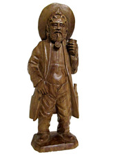 VTG BAVARIAN GERMAN BLACK FOREST HAND CARVED WOOD FIGURE DRUNK FISHERMAN REVELER picture