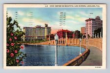 Lakeland FL-Florida, Lake Mirror, Civic Center, Antique Vintage Postcard picture