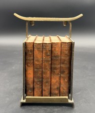 Vintage Judaica Chumash Torah Five Books of Moses Brass & Enamel Stand picture