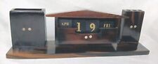 Vintage Wooden Block Perpetual Calendar Desk Organizer MCM 10