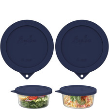 Sophico 4 Cup Round Silicone Storage Cover Lids Replacement navy blue-2 pack  picture