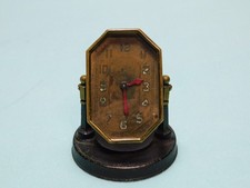 RARE Antique Lux Clock Co. Wind Up Suspended on Pillars & Base Desk Clock. Works picture