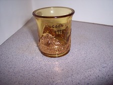 VTG  SUMMIT ART GLASS AMBER TOOTHPICK HOLDER  SOUVENIR TUCSON AZ picture