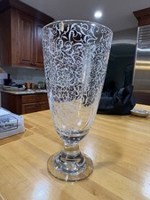 Rare VTG J.G. Durand Lead Crystal Vase w/Frosted Florence Satine Swirl 13”x6.5” picture