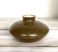 Vintage Brown Squat Studio Art Pottery Vase - Signed, 6