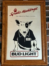 VTG Spuds Mackenzie Bud Light Mirror 1986 Original Frame 18x12” Breweriana Busch picture