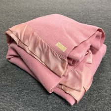 Pendleton Pink Wool Satin Trim Winter Blanket True Vintage 50s USA 83”x71” picture