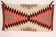 Antique Navajo Rug Textile Native American Indian 32x17 Eye Dazzler Weaving VTG_ picture