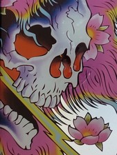 Vintage early 2000/Y2k Ed Hardy Skulls & Cherry Blossoms Framed Bar/Pub Mirror picture