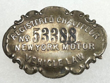 1909 NEW YORK CHAUFFEUR / DRIVER BADGE #53388 picture