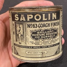 Sapolin #63 Coach Finish Varnish Tin Can Gerstendorfer Bros New York Antique picture