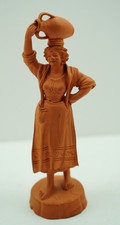 Vintage Italian Terracotta Figurine Folk Art Sicilian Woman Water Jug Italy 6.5
