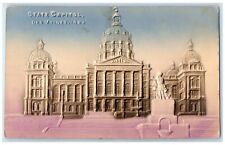 c1910 State Capitol Exterior Des Moines Iowa Embossed Airbrush Vintage Postcard picture