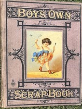 1882 Victorian Boys Own Scrap Book Handwritten Verse Chromolith Scraps Album picture
