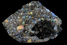 Meteorite NWA10253 Lunar Feldspathic Breccia BIG IMPACT GLASS DROP Thin Section picture