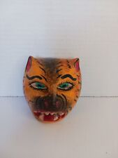 Mardi Gras Folk Art Carved Wood Jaguar Leopard Cat Devil Lion Face Mask picture