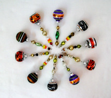 🎃10 Radko Shiny Brite VTG Mercury Glass Bead HALLOWEEN Icicle Garland ORNAMENTS picture