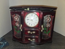 Vintage Eleco Clock Ballerina Music Jewerly Box Plastic Read picture