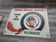 c.1950s Original Vintage Cities Service Gas Sign Eager Beaver Tires Milemaster picture