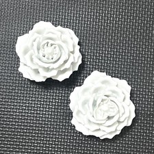White Porcelain Peony Paperweights (Pair, Exquisitely Crafted) picture