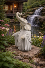 Ganesh Ganesha Open Arms Blessing Garden Statue Trunk Up picture