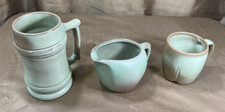VTG Frankoma Pottery Prairie Green 3 Mug Bundle: Stein M2 + Mug CG + Creamer 5A picture
