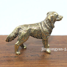 2pcs Brass Golden Retriever Figurine Dog Statue Home Decoration Animal Figurines picture