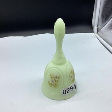 Fenton Custard Uranium Glass Bell Hand Painted Daisies Satin Signed Vintage 6.5