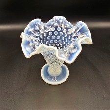 Fenton Ruffle Vase white opalescent Hobnail picture