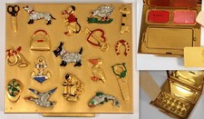 Vtg 30s 40s FOSTER Lucky Charm Rhinestone Jewelled Powder Makeup Compact Case picture
