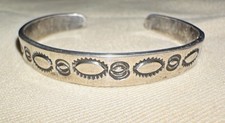 Old Pawn Native American Indian Sterling Silver Stamped Child's Cuff Bracelet picture