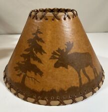 LAMP SHADE: Rustic Oiled Kraft Lamp Shade w MOOSE & BEAR. From Nova Scotia. Vtg picture
