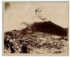 Sommer, Italy, Naples, Eruption of Vesuvius Original Albumen Vintage Print. Nap picture