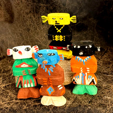 4 VINTAGE-WOOD HANDCARVED-NATIVE AMERICAN KACHINAS-SOLD@ RT 66 TRADING POST-LT#4 picture