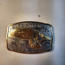 Vintage 1983 Star Trek USS ENTERPRISE 200th Anniversary BELT BUCKLE Gold Plated. picture