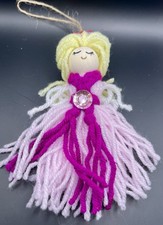 Handmade Angel Ornament, Yarn, Pink picture