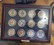 Bradford Exchange USMC 12 Challenge Coins 24K Gold Plated Limited Edition Case picture